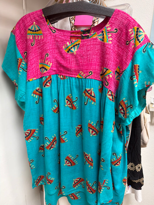 ANU turquoise & pink top