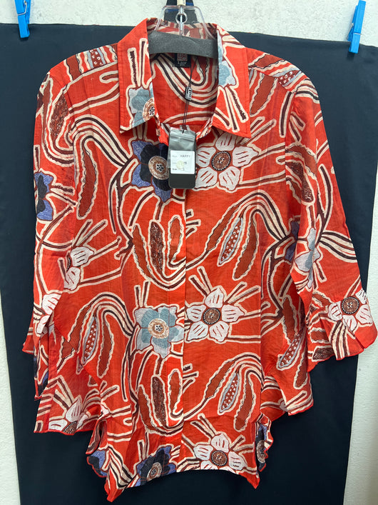 Lior orange flowers ruffles tunic