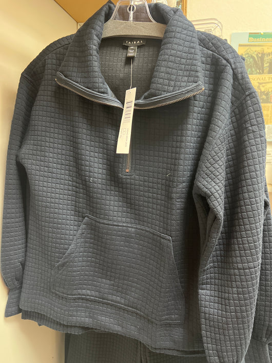 Tribal night sky navy textured pullover