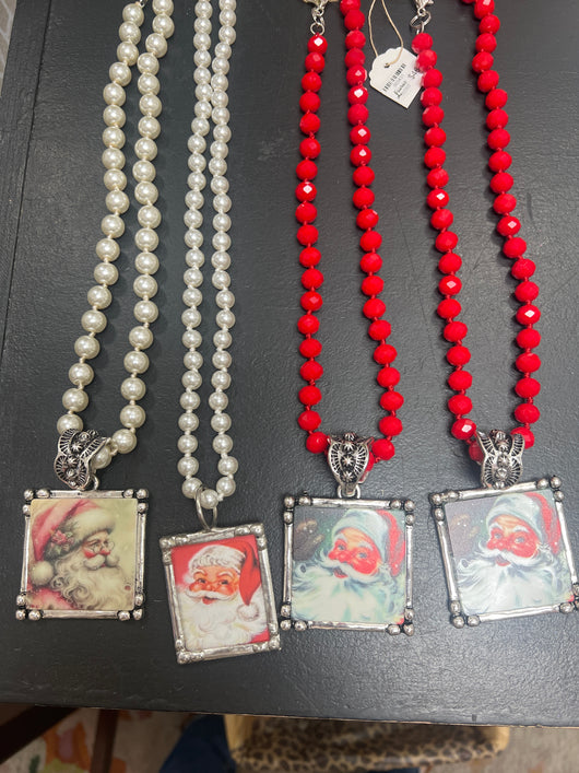 Vintage Santa pendant necklaces