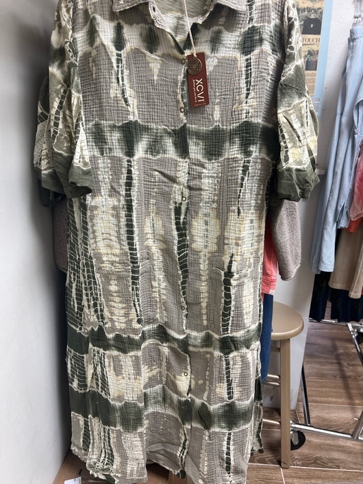 XCVI green tie dye duster dress