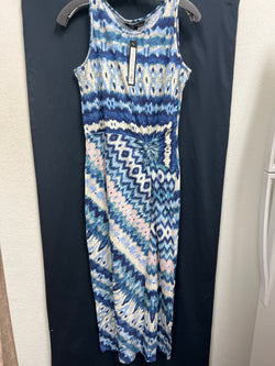 Charlie B Lake Tahoe print blue sleeveless maxi dress
