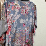 Caite blue embroidered short sleeve top