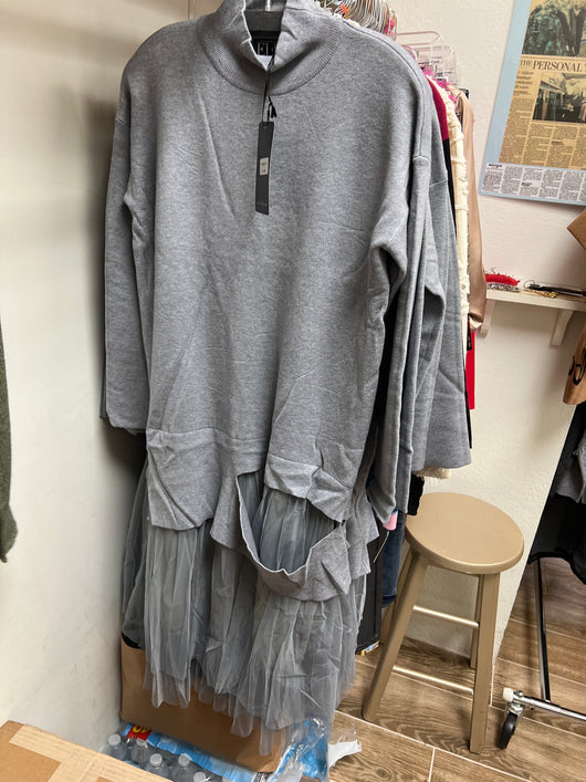 Elle grey tulle sweater dress