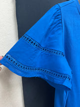 Tribal riviera blue s/s ruffle sleeve shirt