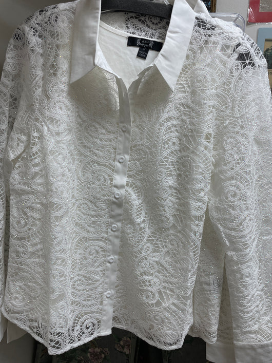 AZI white lace blouse
