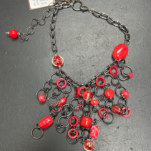 Water & Wave red statement necklace