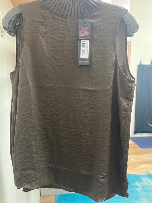Renuar mock neck airflow sleeveless top chocolate