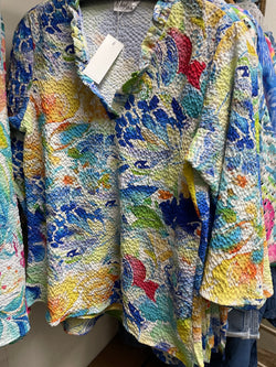 Ethyl blue multi textured top