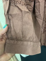 Caite & Kyla henna brick embroidered blouse