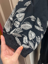 Tribal black dress with white embroidery