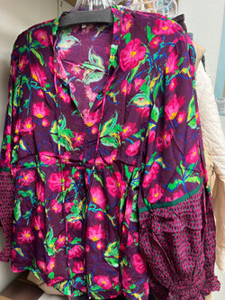 Benares purple floral blouse