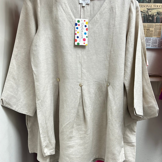 Toofan khaki linen button pleated shirt