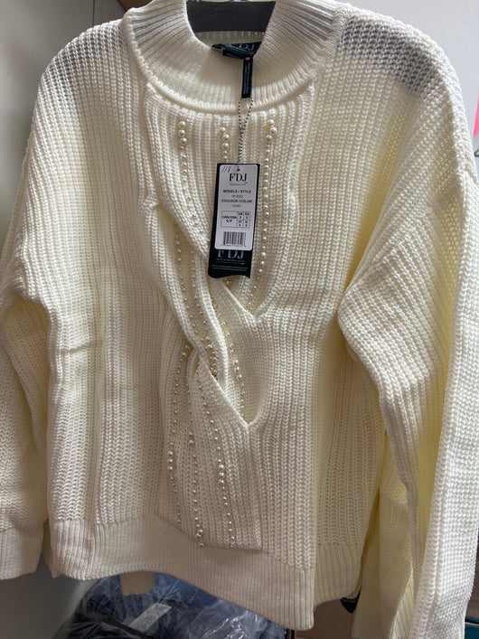 FDJ ivory pearl twist sweater