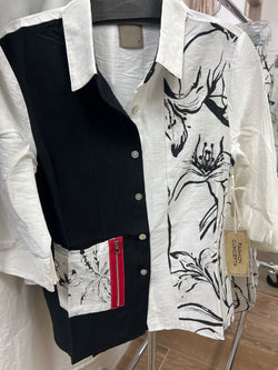 Fashion concepts black white lily blouse