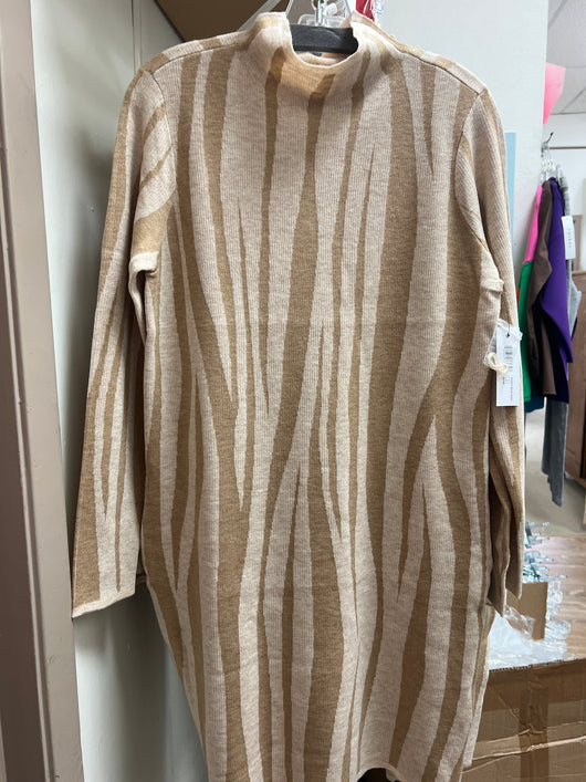 Tribal beige zebra sweater dress