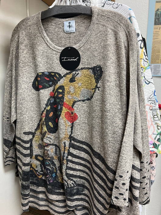 INoah heathered taupe dog stripe tunic