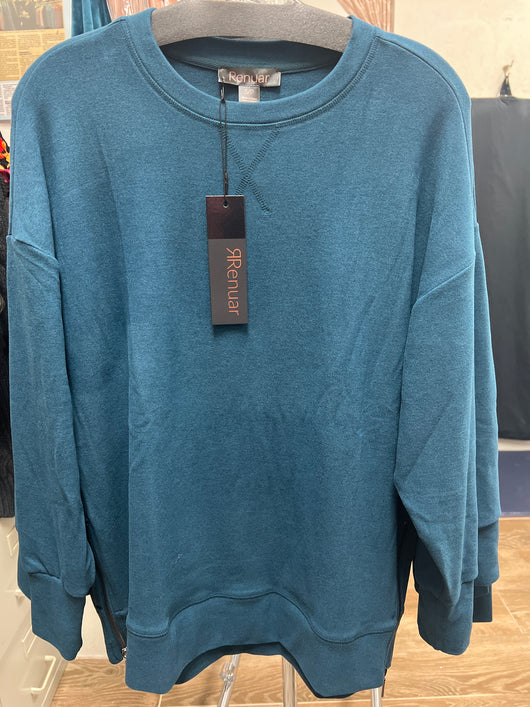 Renuar side zipper soft pullover lagoon blue