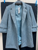 Boho chic light blue metallic long blazer
