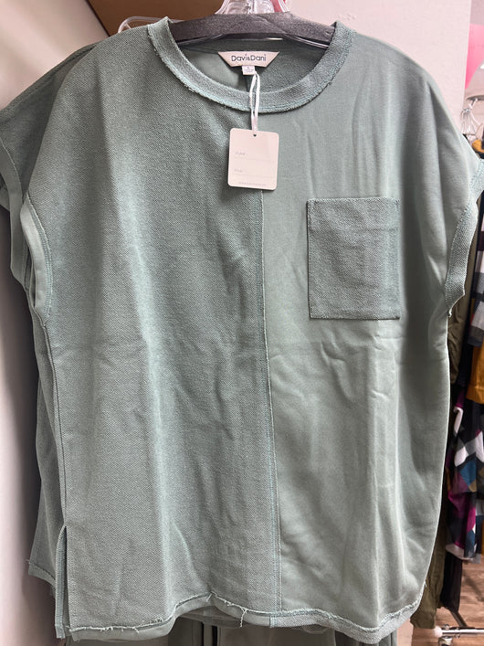 Davi & Dani olive sage s/s shirt