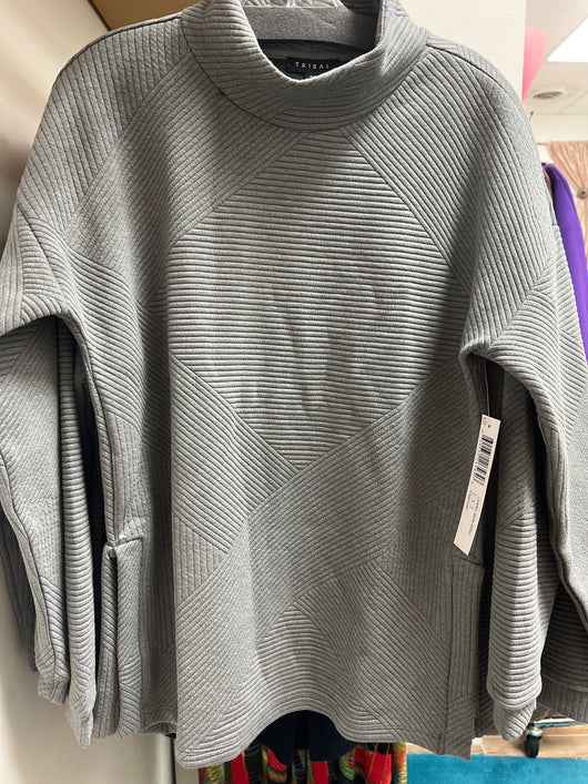 Tribal charcoal grey mock neck tunic