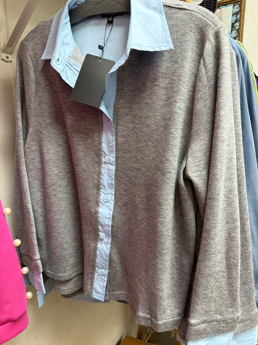Joh grey & blue layered shirt