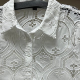 AZI white lace button up shirt
