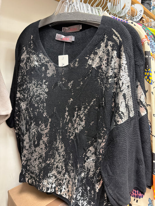 Amorosa Black Foiled Sweater