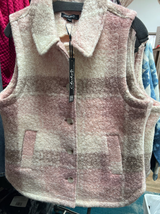 Charlie B quartz pink fuzzy vest