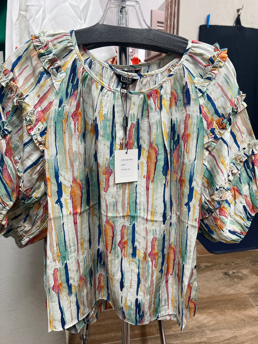 Lior Blythe colorful multi ruffle top
