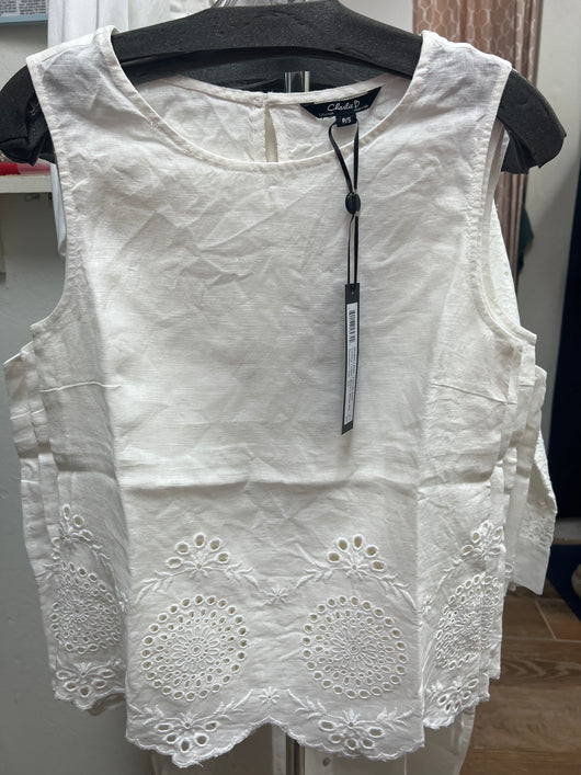 Charlie B white eyelet tank