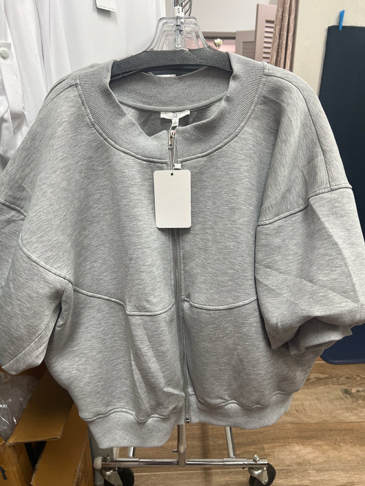 JOH heather grey puff sleeve jacket