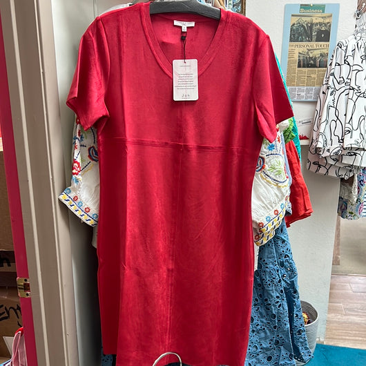 JOH red suede v-neck dress