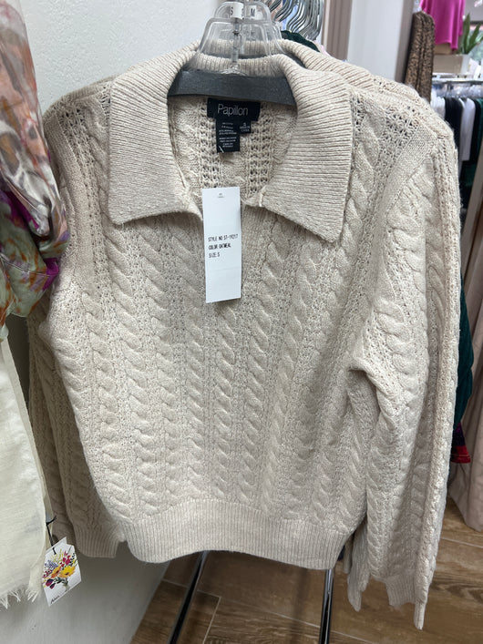 Papillon oatmeal cable sweater