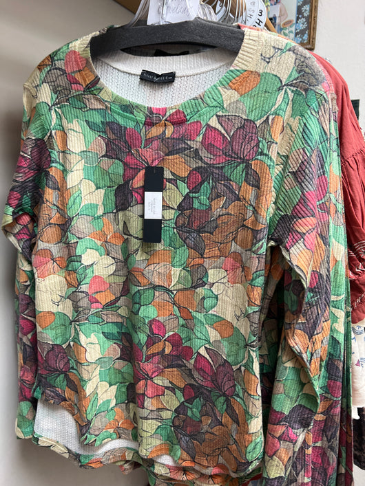 Nally & Millie ribbed fall leaves top