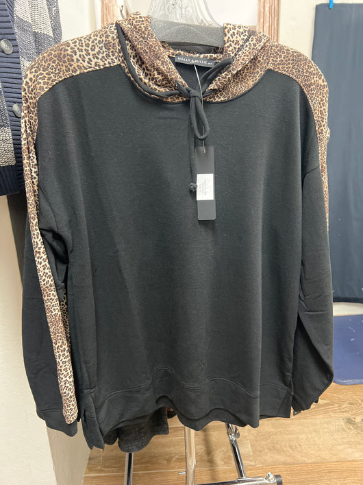 Nally & Millie black leopard hoodie