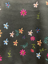 Charlie B black mock neck flowers sweater