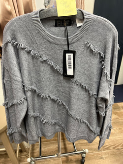 Elle grey fringe sweater