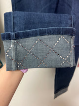 FDJ dark vintage pull on rhinestone jeans