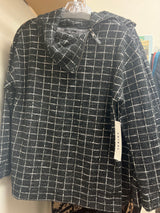 Tribal black & white asymmetrical mock neck sweater