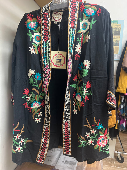 A&A embroidered black cardi