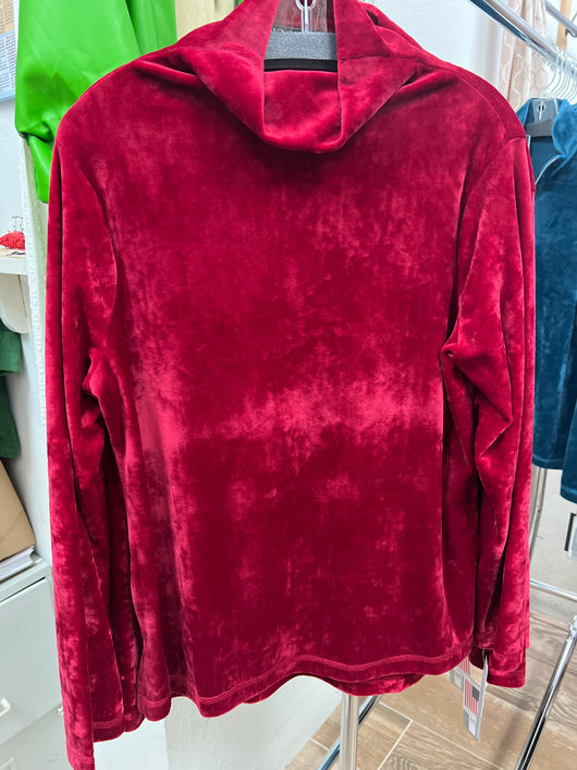 SnoSkins plush velvet garnet red top