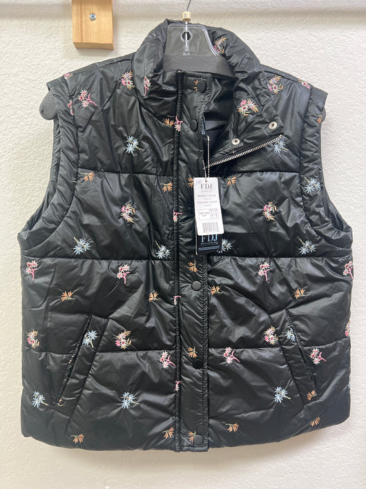 FDJ quilted embroidered vest black