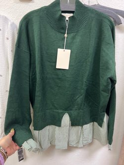 Entro hunter green layered sweater