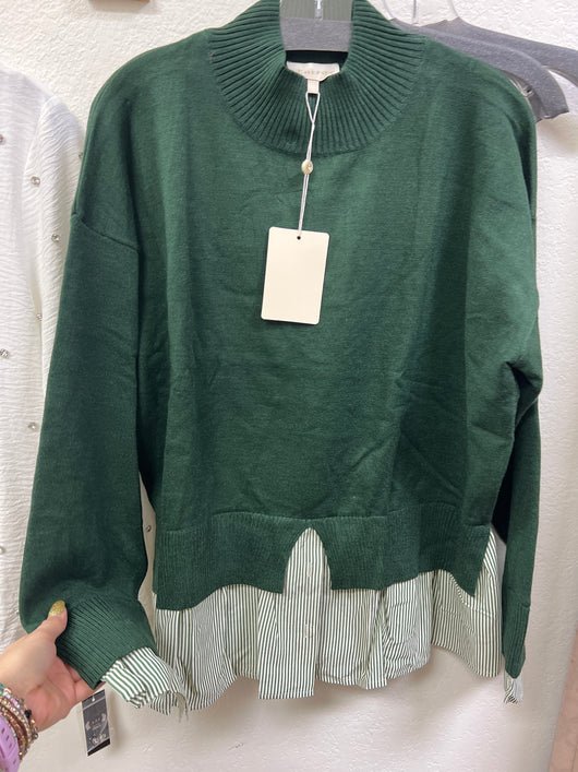 Entro hunter green layered sweater