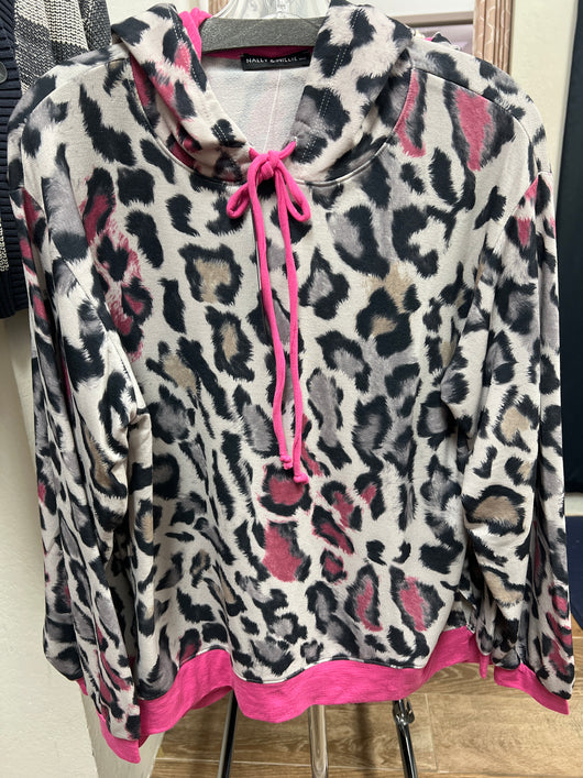 Nally & Millie pink leopard hoodie