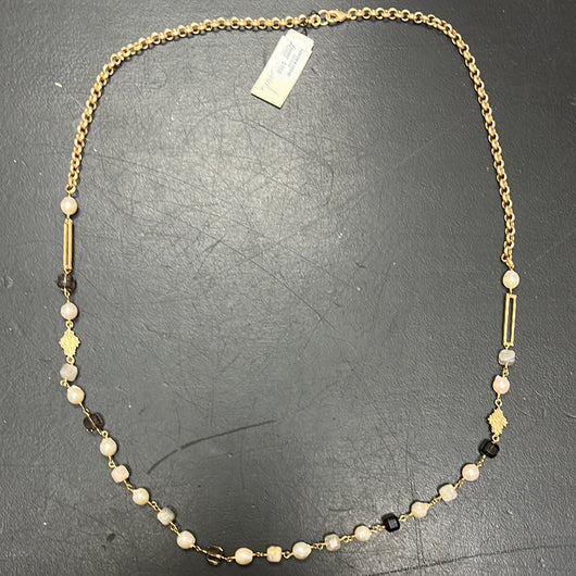 Michele Busch smoky quartz gold necklace