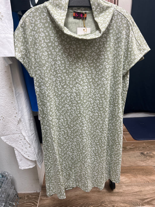 Isle sage green jaguar print Nan dress