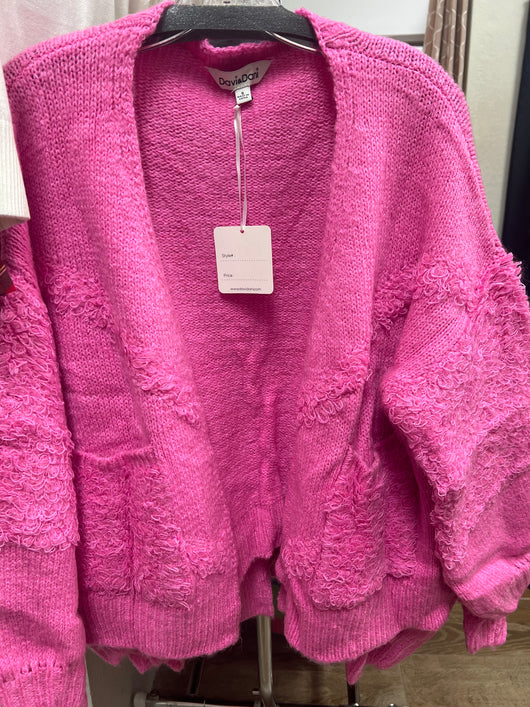 Davi & Dani pink fuzzy cardi