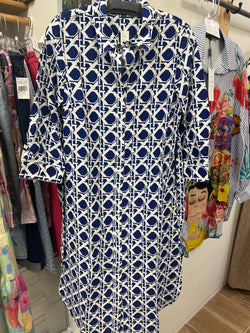 Boho chic navy & white dress